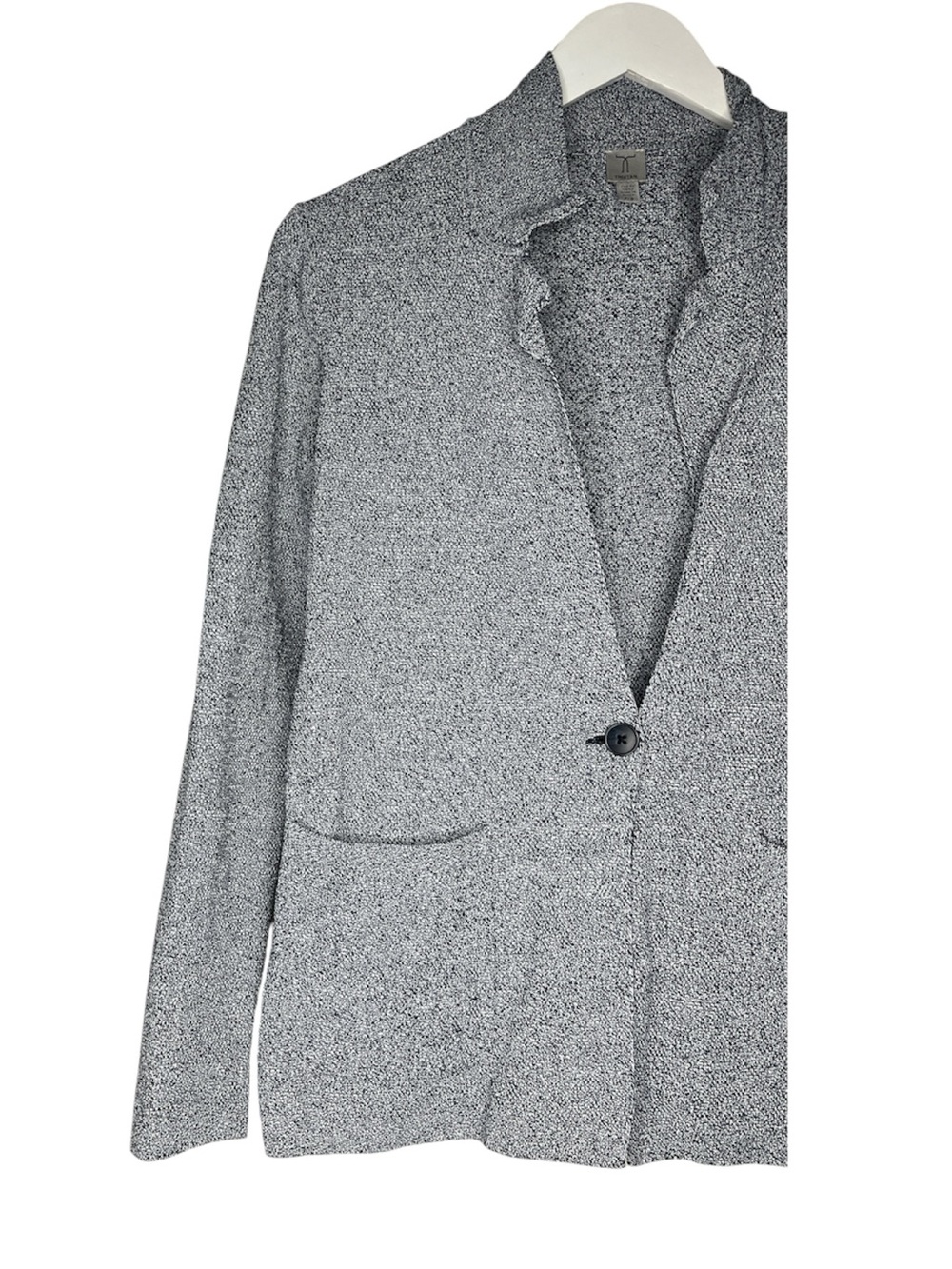 TRISTAN Knit Single Button Blazer Cardigan Sweater Blue Melange Small Utility - Picture 3 of 12